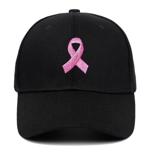 Berretto da Baseball in Cotone Ricamato Unisex Motivo a Nastro Rosa Protezione Solare Regolabile Cappello Sportivo Estivo