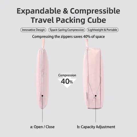 Waterproof Polyester Compression Travel Storage Bags Luggage Organizer For Clothes Underwear Shoes Expandable Packing Cubes