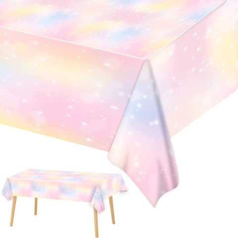 Mantel Desechable De Cielo Estrellado Con Degradado De Arcoíris Y Platos De Papel Vasos Servilletas Para Celebración De Niñas
