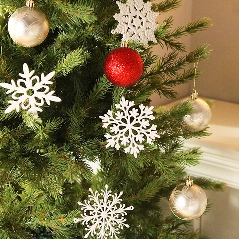 Ornamenti A Fiocco Di Neve Di Natale Glitterati Decorazioni Appese Traforate In Plastica Per Festa Invernale Albero Casa