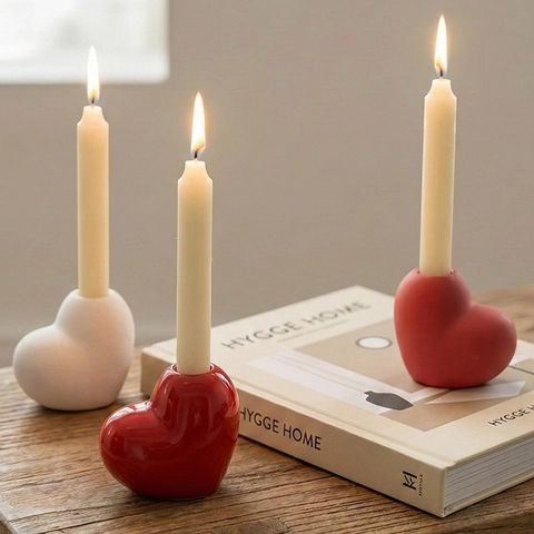 Heart Shaped Ceramic Candle Holder Modern Simple Nordic Style Candlestick For Wedding Valentine Party Table Decor