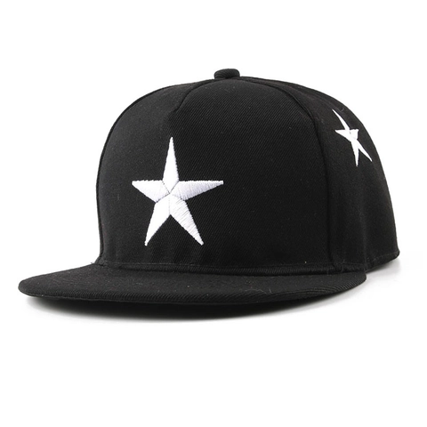 Geborduurde Ster Snapback Hoed Platte Rand Hip Hop Baseballpet Ademend Zonnescherm Casual Outdoor Unisex Polyester