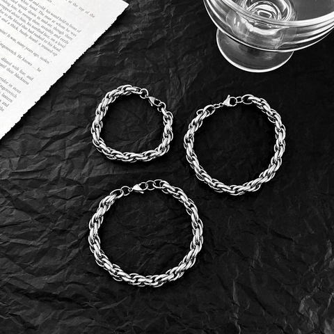 Pulsera de Cadena de Cuerda de Acero de Titanio Tejida a Mano Vintage Para Hombres Mujeres Unisex Hip Hop Minimalista Trenzado Joyería Regalo