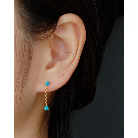 Orecchini Pendenti Con Opale Blu E Perno In Argento Sterling 925 Catena Geometrica Gioielli Eleganti Donna