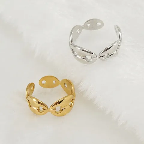 Anello Naso Di Maiale Acciaio Inossidabile Cavo Chicco Di Caffè Regolabile Catena Marina Gioielli Geometrici Donne Stile Minimalista