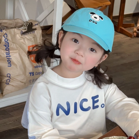 Kids Baseball Cap Polyester Breathable Sun Protection Summer Cartoon Dog Embroidery Candy Color Duck Tongue Hat