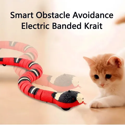 Interactive Electric Cat Toy Simulation Snake Infrared Remote Control Robotic Insect Obstacle Avoidance USB Rechargeable