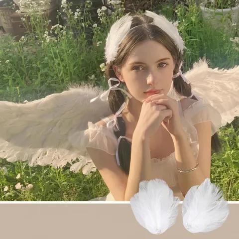 Elegante Fermaglio per Capelli in Piuma Stile Balletto Francese Forcina ad Ala di Angelo Bianca Con Perla Artificial per Donna Spettacolo Matrimonio Festa