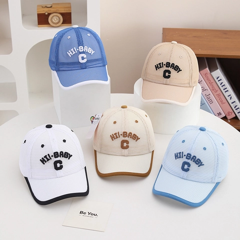 Cappellino Da Baseball In Rete Per Bambini Traspirante Estivo Protezione Solare All'aperto Ricamo Lettere Cappello Regolabile