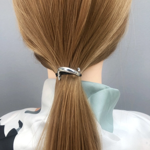 Minimalistischer Ponytail Cuff Legierung Haarklammer Für Frauen Mode Gold Silber Glänzend Metall Haarnadel