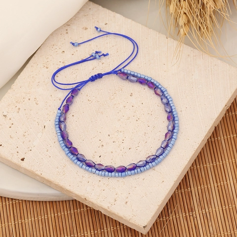 Handmade Woven Beaded Bracelet Crystal Seed Bead Adjustable Bohemian Summer Vacation Jewelry For Women Girl