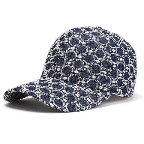 Gorra De Béisbol Moda Algodón Denim Protección Solar Ajustable Bordado Patrón Geométrico Unisex Streetwear Al Aire Libre