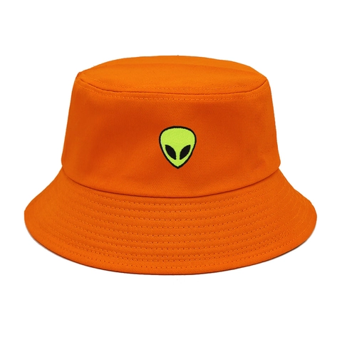 Bob En Coton Avec Broderie Alien Protection Solaire Chapeau De Pêcheur Pliable Streetwear Unisexe
