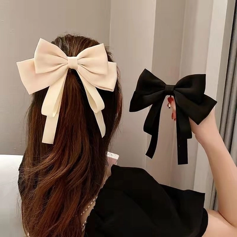 Elegante Schleife Haarspange Für Damen Satin Langes Band Feder Haarklammer Mädchen Pferdeschwanz Halter Haarzubehör
