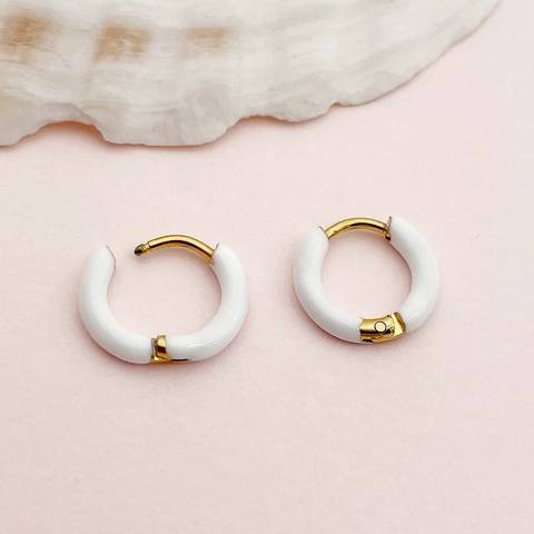 Stainless Steel Earrings For Women Mother Of Artificial Pearl Five Pointed Star Flower Cluster Enamel Round Hoops Fashion Jewelry