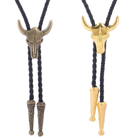 Vintage Western Cowboy Bolo Tie Bull Skull Μενταγιόν Από Κράμα Πλεκτή Γραβάτα Ρετρό Πάνκ Κόσμημα Για Άνδρες Γυναίκες