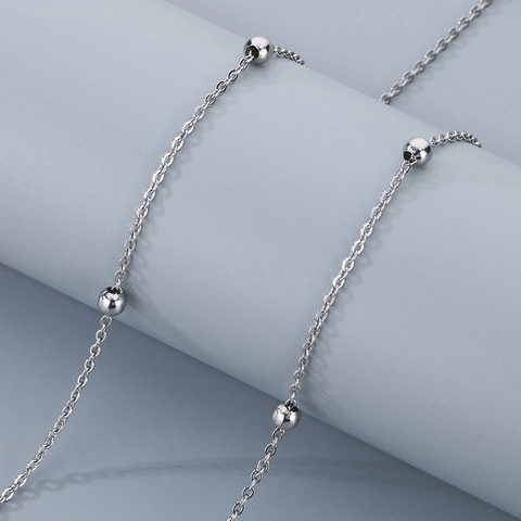 Collana A Catena Con Sfere In Acciaio Inossidabile Minimalista Per Donna Catena A Maglia Perlata Gioielli