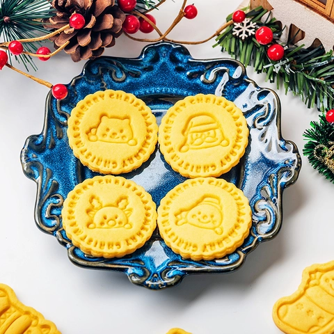 Moldes Para Galletas De Navidad Plástico PLA Relieve Dibujos Animados Papá Noel Muñeco De Nieve Herramientas De Repostería DIY Fiesta