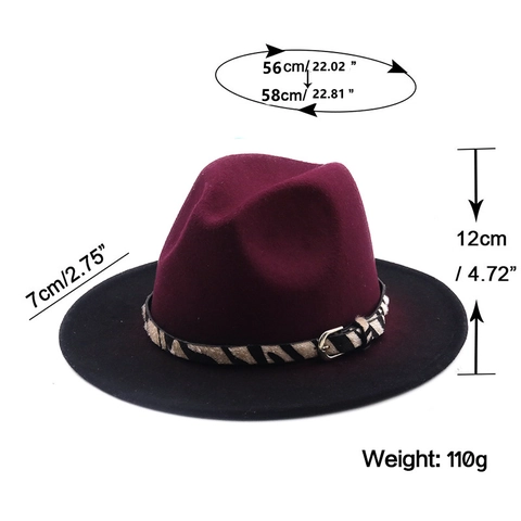Cappello Fedora Bicolore Vintage Tesa Larga Cotone Poliestere Feltro Con Fascia Zebra Unisex Jazz Cap