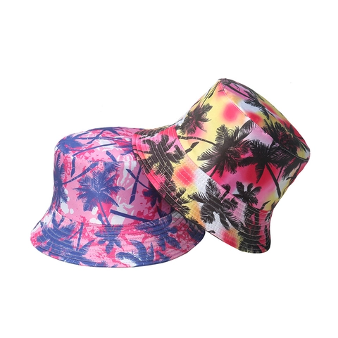 Cappello Bucket Poliestere Protezione Solare Spiaggia Viaggio Stampa Albero Di Cocco Tropicale Casual Unisex