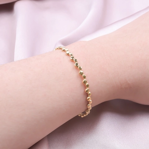 Bracciale Rigido Aperto a C in Acciaio Inossidabile Geometrico Regolabile Perlato Ondulato per Donna Gioielli di Moda Retro