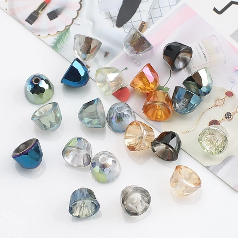 Faceted Crystal Glass Bell Shaped Pendant Beads Middle Hole For DIY Necklace Earring Making Shiny Jewelry Accessories