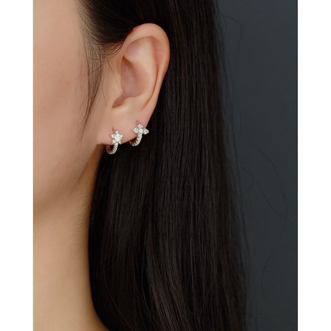 Kruis Ring Oorbellen 925 Sterling Zilver Zirkonia Druppel Dangle Huggie Minimalistische Sieraden
