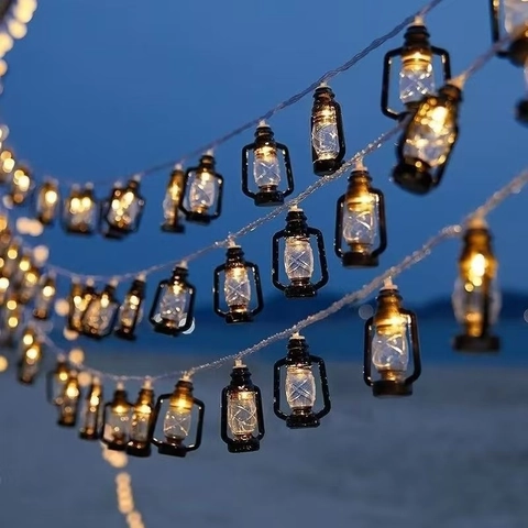Vintage Halloween LED Lichtslinger Retro Petroleumlamp Vorm Warm Geel Licht Kunststof Waterdicht Outdoor Camping Deko