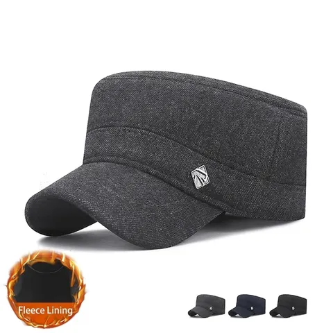 Cappello Cadet Da Uomo Foderato In Pile Paraorecchie Antivento Termico Invernale Twill Regolabile
