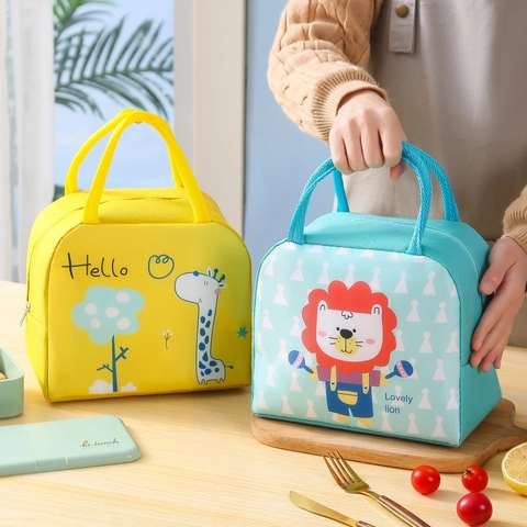 Isolierte Kühltasche Oxford-Gewebe Wasserdicht Bento-Box Handtasche Mit Comic-Tier-Muster Für Schule Büro Picknick