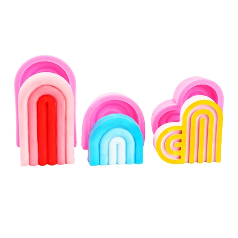 Geometric Arch Heart Silicone Mold For Scented Candle Soap Resin DIY Nordic Style Wave Textured Plaster Home Decor