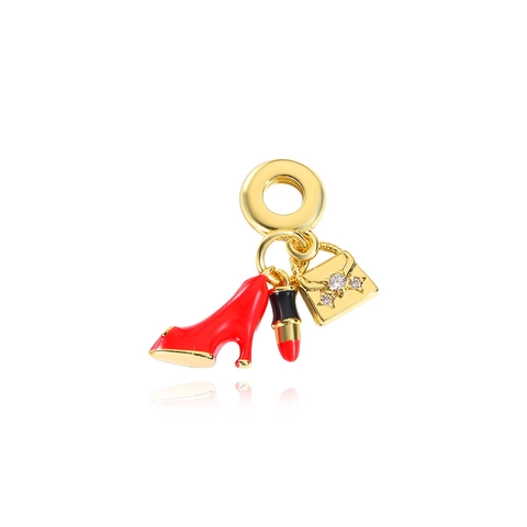 Fashion Travel Theme Charms Pendants Copper 18K Gold Plated Enamel Zircon Makeup Lipstick Eiffel Tower For Necklace Bracelet