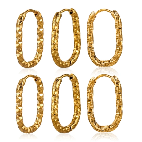 Stainless Steel Rectangular Earring Clasps Textured DIY Jewelry Making Findings Sparkle Pattern Hoops