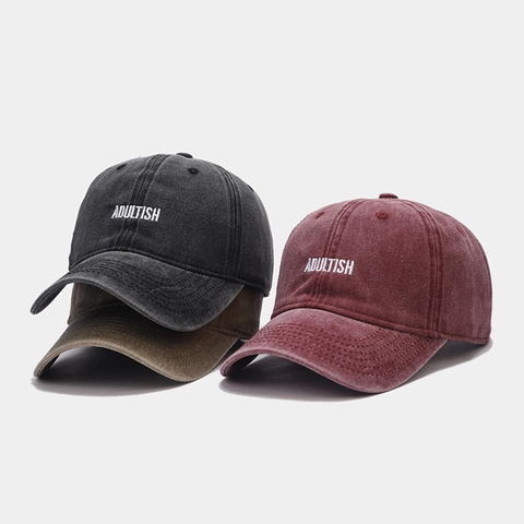 Cappello Da Baseball In Cotone Lavato Vintage Ricamo Lettere Adultish Cappello Sole Regolabile Casual Uomo Donna