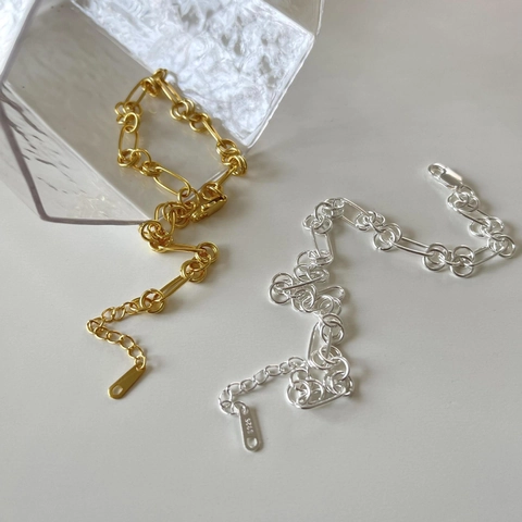 Bracciale A Catena Argento Sterling 925 Minimalista Francese Geometrico Anello A O Design Di Nicchia Stile Industriale Per Donne