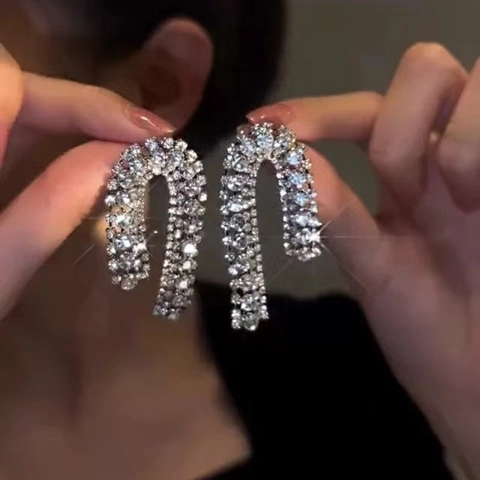 Elegantes Pendientes Colgantes De Lujo Aleación Brillante Con Poste Plata Ley 925 Para Mujer Joyería Moda Irregular