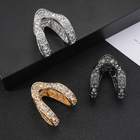 Pinza De Pelo De Aleación Con Diamantes De Imitación En Forma De V Para Coleta Alta Accesorio Elegante Para Mujer