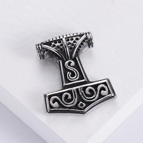 Collana Pendente Martello Di Thor Vichingo Mjolnir Acciaio Inossidabile 304 Testa Di Capra Gioielli Mitologia Norrena Per Uomini Stile Punk Vintage