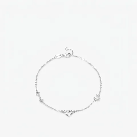 Pulsera De Plata De Ley 925 Para Mujer Forma De Corazón Con Letra I Y U Circonita Cúbica Joyería Romántica Elegante