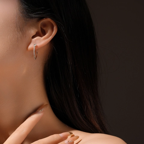 925 Sterlingsilber C-Form Halbkreis Ohrringe Für Damen Birnenförmig Strass Eingelegt Mode Pendler Schmuck Ohrringe