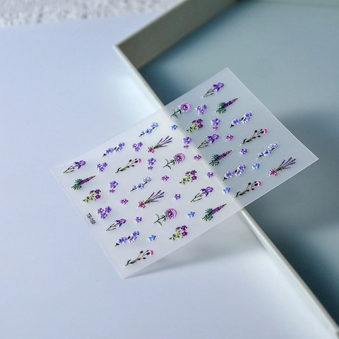 Adesivi Unghie Fiori Rilievo 5D Autoadesivi Decalcomanie Floreali Lavanda Margherita Decorazione Manicure Per Donne