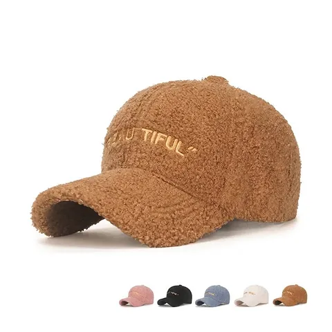 Cappello Da Baseball In Pile Teddy Ricamo Bellissimo Inverno Caldo Peluche Fibbia In Metallo Regolabile Per Uomo Donna