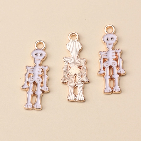 Pendentif Squelette Crâne Alliage Émail Halloween Gothique Punk Charms Pour La Fabrication De Bijoux DIY Colliers Bracelets
