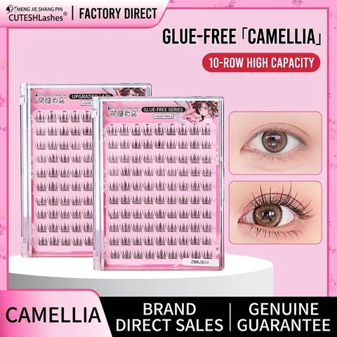 Zelfklevende Valse Wimpers Van Synthetische Vezels Natuurlijke Zwarte Camelliastijl Voor Make-up Zonder Lijm