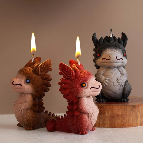 Molde De Silicona De Dragón Lindo Para Hacer Velas Y Jabón Forma De Bebé Dragón 3D Artesanía De Aromaterapia Resina Yeso Diseño Relieve