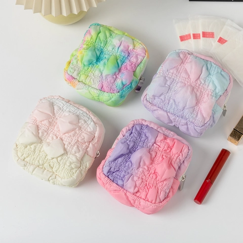 Bolsa De Cosméticos Acolchada Poliéster Degradado Arcoíris Almacenamiento Para Toallas Sanitarias Maquillaje Organizador Viaje