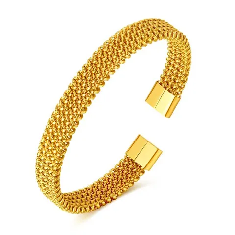 Geflochtenes Mesh-Manschettenarmband Edelstahl Geflochtener Offener Armreif Modeschmuck Für Damen Und Herren