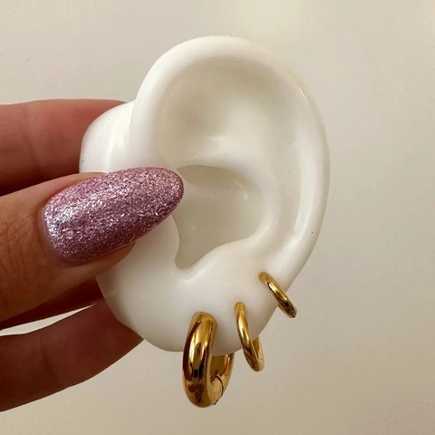 Pendientes De Aro De Acero Inoxidable Chapado En Oro Minimalistas Geometricos Chunky Huggie Para Mujeres Joyas De Moda