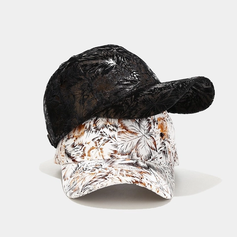 Baseball Cap Blattdruck Polyester Graffiti Streetwear Hip Hop Outdoor Sonnenschutz Verstellbar Gebogene Krempe Hut Unisex