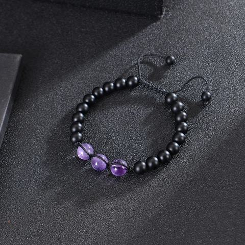 Pulsera Trenzada De Cuentas De Piedra Natural Energía Curativa Amatista Ojo De Tigre Cuerda Ajustable Joyería Hombre Mujer Regalo